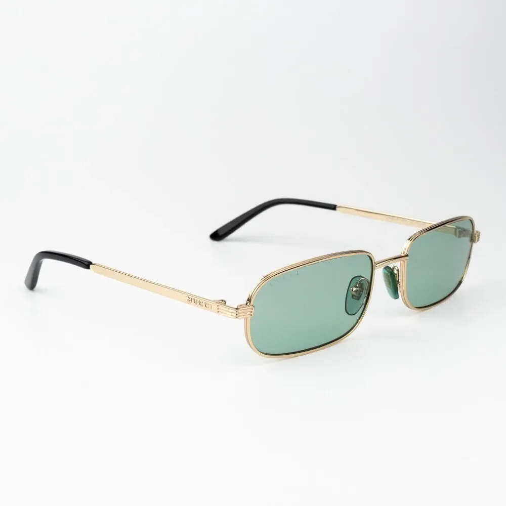 Gucci Women Sunglasses Gold Green Rectangle GG1457S 005 BRAND NEW